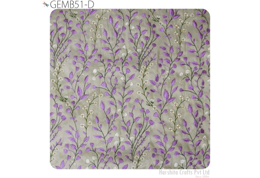 Indian Wedding Dresses Lavender Floral Embroidered Fabric by the yard Sewing DIY Kids Crafting Embroidery Home Decor Costumes Fabric